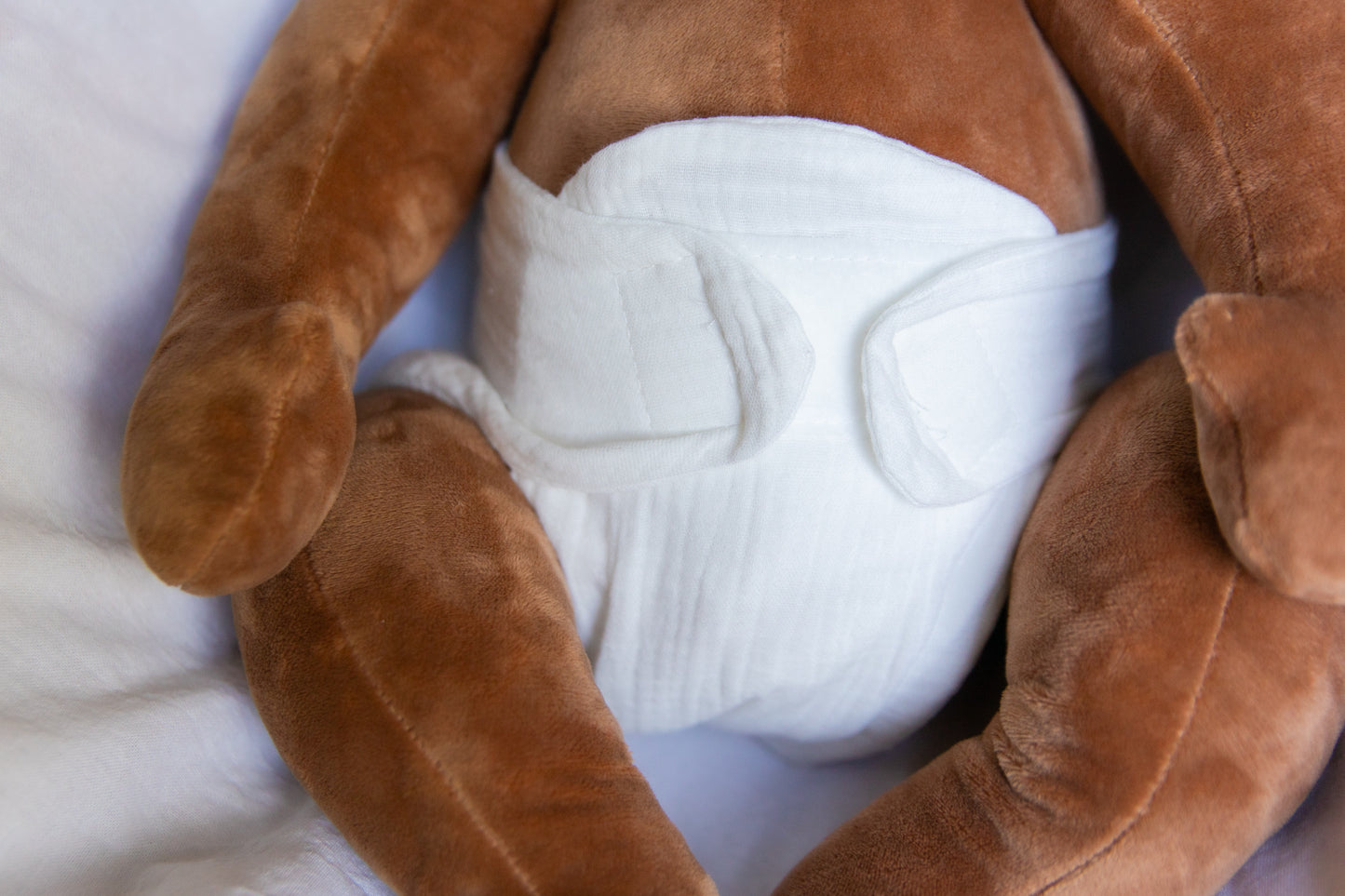 White Muslin | Cloth Diaper for Weighted Baby Dolls | Fits Original and Mid-Size Comfort Cuties